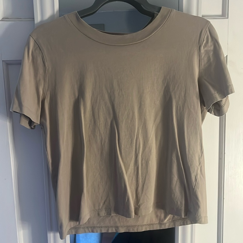tan oversized crop top